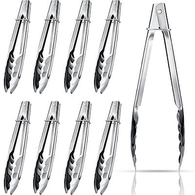 9 Pieces Stainless Steel Kitchen Tongs Set Cooking Tongs with Sliding Rings  7 Inch Metal Kitchen Tongs Small Clam Shell Cooking Tongs Non-slip Food  Tongs for Cooking Salad Grilling Barbecue Appetizers 