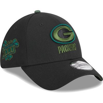 Packers New Era Black Chrome 39THIRTY Cap L XL Stretch Black & White