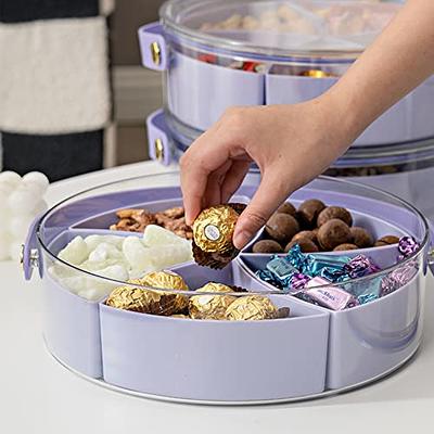 Divided Serving Tray with Lid, 4 Compartment Snackle Box