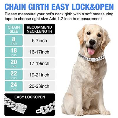 Metal Cuban Diamond Dog Chain Dog Training Chain with Secure Buckle Pet  Collars for Large Medium Dogs - Yahoo Shopping