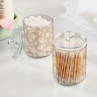 4 Pieces Crystal Glass Candy Jar with Lid Home Decorative Jar Glass Storage Bathroom Jars Jewelry Box Canister Jar for Cotton Swab Glass Jar for Bathr