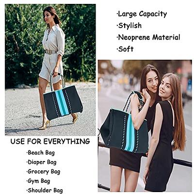 Hidora Neoprene Multipurpose Beach Bag Stylish Gym Bag Large Pool Bag  Shoulder Bag Beach Tote with Inner Zipper Pocket (Stripe Light Green) -  Yahoo Shopping