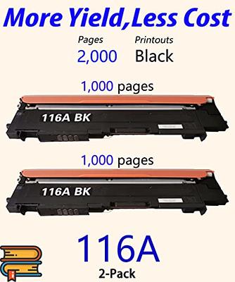 116A Toner Cartridges With Chip Compatible for HP 116A W2060A Color  LaserJet MFP 179Fnw 178nw 179fwg 178nwg 150a 150nw 150 Series Printer Ink  (Black 2-Pack) 
