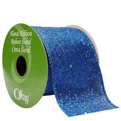 Offray Ribbon, Royal Blue 2 1/2 inch Wired Sheer Ribbon, 15 feet