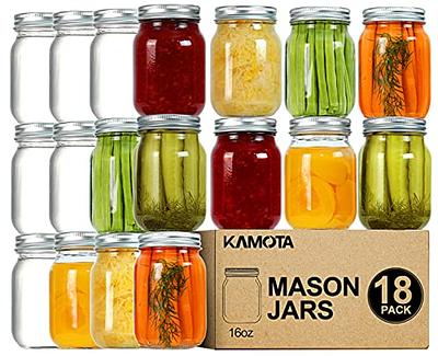 KAMOTA Mason Jars 8 oz With Regular Silver Lids and Bands, Ideal for Jam,  Honey, Wedding