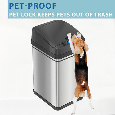 iTouchless 13 Gallon SensorCan Stainless Steel Oval Touchless Trash Can with Odor Control System