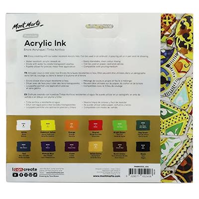 Mont Marte Acrylic Ink Premium 12pc x 20ml (0.7 US fl.oz), Acrylic