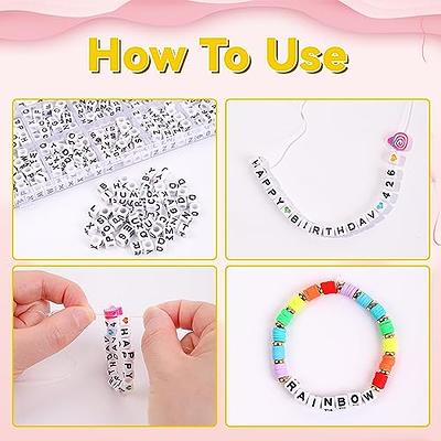 White Heart Letter Beads Acrylic Alphabet Beads with Colorfu