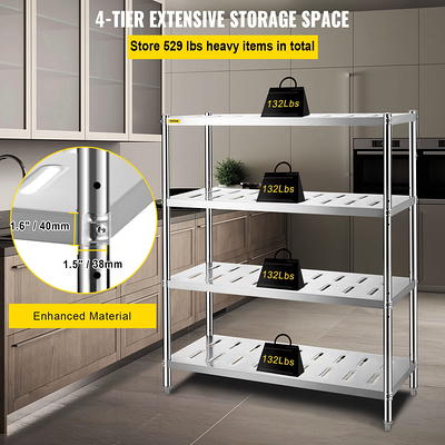 VEVOR Stainless Steel Shelving Adjustable Storage Shelf 5-Tier Storage Rack BXGHJYCCBD725ZZFTV0