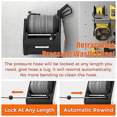 Grandfalls Pressure Washer Plus Soft, Electric Pressure Washer Wall Mount,  100ft Retractable Pressure Washer Reel, 4 Quick Connect Nozzles, Foam  Cannon, Cleaning Patios, Cars, Driveways