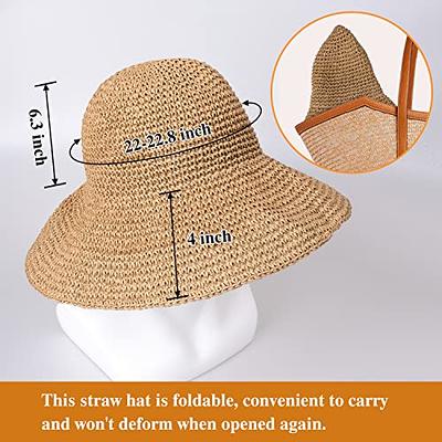 Women Floppy Straw Sun Hat Foldable Beach Hat Summer Packable Sun