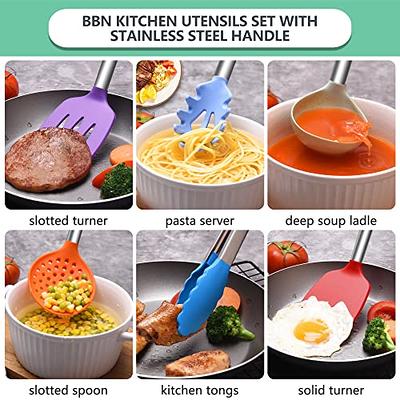 Silicone Cooking Spoons, Heat Resistant Large Silicone Pasta