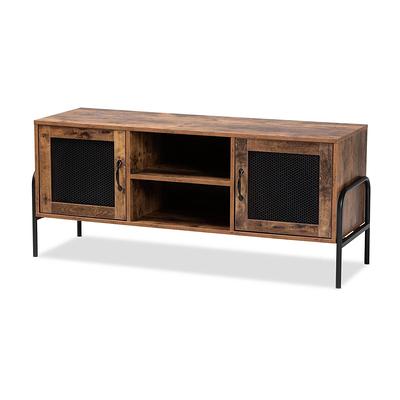 Baxton Studio Valeska Walnut Brown Wood 2 Door TV Stand Yahoo