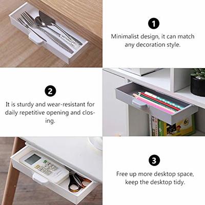 LuluEasy Large Under Desk Drawer Self-Adhesive Hidden Desktop Organizer, Attachable Desk Drawer Slide Out, Table Storage Tray for Pencil Pen