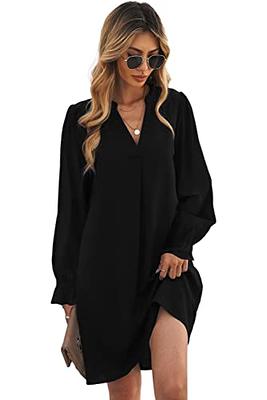  Loose Short Dress Ladies Ruffle Sleeve Split V-Neck