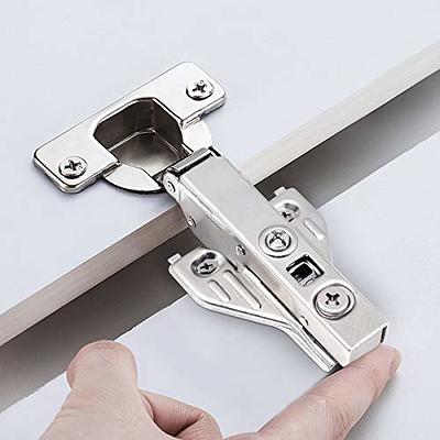 Probrico 1 Pair（2 Pack）Kitchen Cabinet Hinges for Face Frame Cabinet,  Concealed Cabinet Hinges Brushed Satin Nickel with Mounting Screws