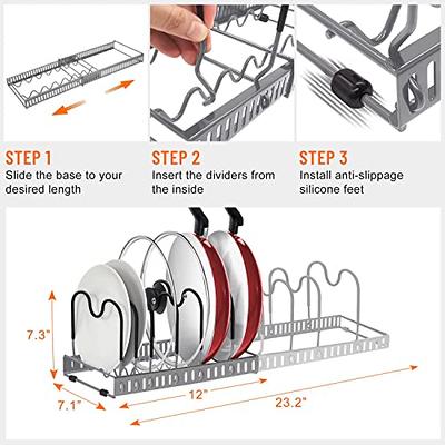 AHNR Expandable Pot and Pan Organizers Rack, 10+ Pans and Pots Lid  Organizer Rack Holder, Kitchen Cabinet Pantry Bakeware Organizer Rack  Holder with