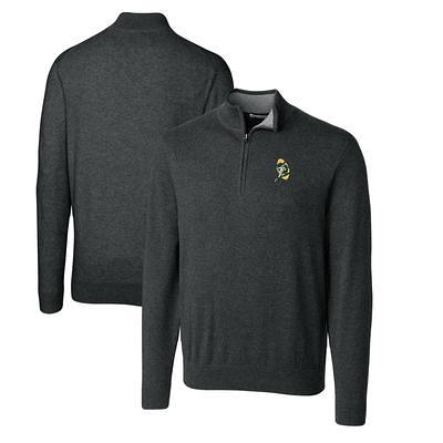 Men's Cutter & Buck Gray Detroit Lions Stealth Heathered Big Tall Throwback Logo Quarter-Zip Pullover Top