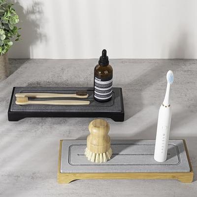 Bamboo Wood Tray Soap Dispenser Tray Sink Tray 2 Bottle Tray