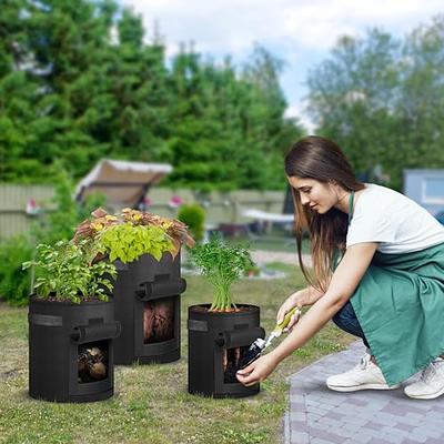 5 Pack Potato Grow Bags with Flap 7 Gallon, Planter Pot with