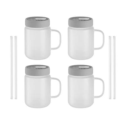 MerryJoy 4 Pack Sublimation Glass Blanks with Bamboo Lid,16 oz Clear Glass Cups with Lids and Glass Straws,Sublimation Glass Can,Sublimation Glass
