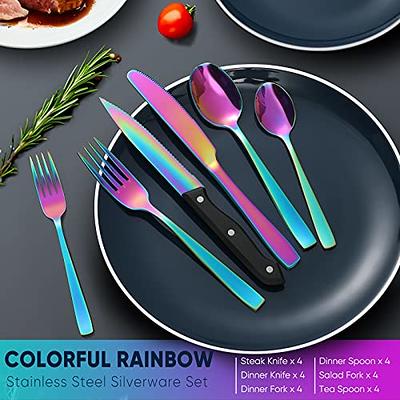 Hiware 48 Pieces Rainbow Silverware Set with Steak Knives for 8, Stainless  Steel Flatware Cutlery Set For Home Kitchen Restaurant, Dishwasher Safe -  Yahoo Shopping