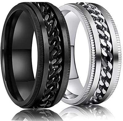 King Will Intertwine 8mm Silver Spinner Ring Stainless Steel Fidget Ring  Anxiety Ring for Men gold curb chain Inlay 7