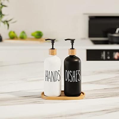 Moryimi Kitchen Soap Dispenser Set with Tray, 12 oz Hand and Dish Soap  Dispenser for Kitchen Sink, Kitchen Dish Soap Dispenser Set with Bamboo  Dish