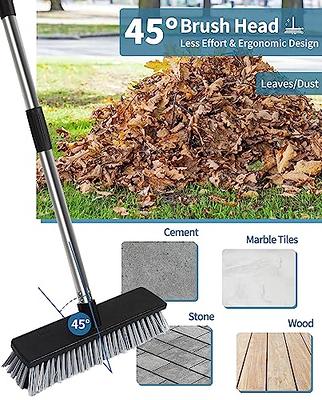 Yocada Push Broom Brush Stiff Bristles Broom Head Telescopic Heavy-Duty  Outdoor Commercial for Cleaning Bathroom