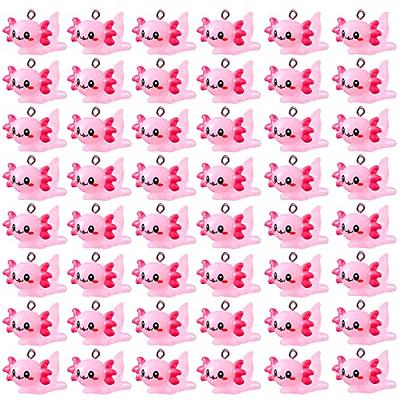 Junkin 24 Pcs Pink Mini Axolotl Charms for Jewelry Making Resin