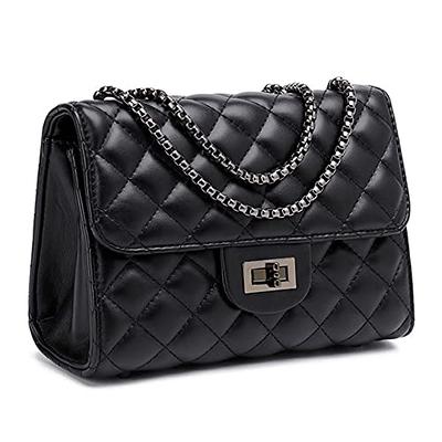 GUSEES LuckSeed Small Crossbody Bags for Women Quilted Leather Shoulder Bag  Handbags Clutch Purses, Black: Handbags