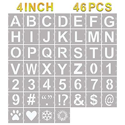 YEAJON 1 Inch Letter Stencils Symbol Numbers Craft Stencils, 66 Pcs  Reusable Plastic Alphabet Templates for Painting on Wood, Wall, Fabric,  Rock