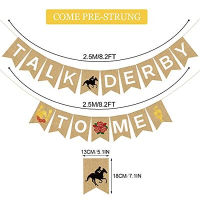 Kentucky Derby Decorations, Talk Derby To Me Banner With Gold Red