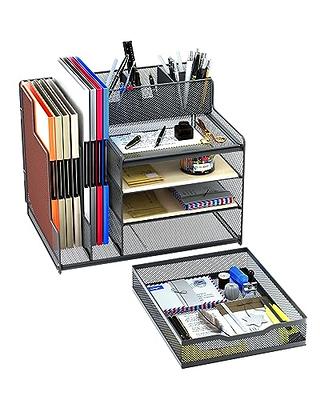 VIVSOL Desk Organizer with Mesh File Holder, 4-Tier Office