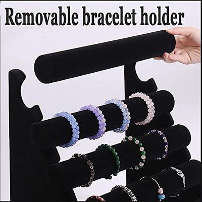 2 Pack Velvet Bracelet Holder with 3 Tier Rack, Jewelry Display