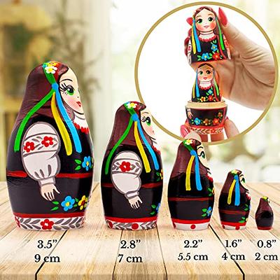 AEVVV Ukrainian Nesting Dolls Set of 5 pcs - Miniature Nesting