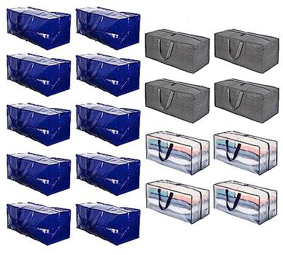 4 PK Heavy Duty Extra Storage Bags Moving Totes With Zippers for