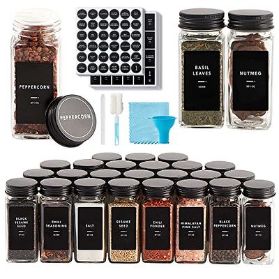 Tibello Spice Containers Glass Spice Jars, 7oz Spice Bottles and Dual Lid Sifter Shaker and Spoon Opening Spice Shaker - Pack of 2