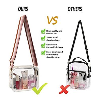Oufegm Clear Crossbody Purse Bag for Women Stadium Approved Bag with Guitar  Strap for Concert Sports Events Gold-a