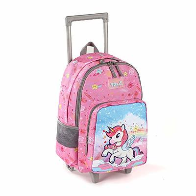 Tilami Rolling Backpack 18 inch Double Handle Wheeled Boys Girls Travel  School Children Luggage Toddler Trip (Pink Horse - Yahoo Shopping
