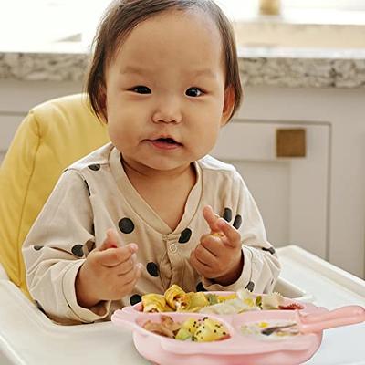  Silicone Baby Feeding Set, Baby Led Weaning Supplies with  Suction Bowl Divided Plate, Toddler Self Feeding Dish Set with Spoons Forks  Sippy Cup Adjustable Bib, Eating Utensils for 6+ Months(Pink) 