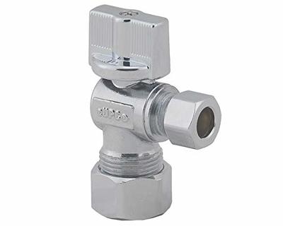 LD Valve- 1/4 Turn Angle Stop Valve 1/2-in OD X in 3/8-OD  Compression,Quarter Turn LF Brass Chrome Plated Angle Shut Off Water Supply  Stop for Faucet or Toilet Installation (2-Pack) 