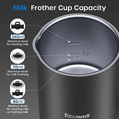 ECOWELL Instant Milk Frother and Steamer- Black