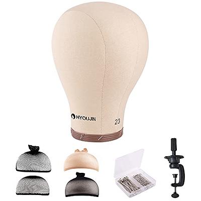 HYOUJIN 23 Canvas Wig Head Cork Block Head Mannequin Head with Mount  Hole,come with Table Clamp for Display Styling Wigs Making Kit(Light Brown)  - Yahoo Shopping