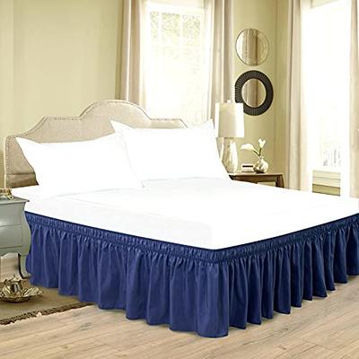  Easy Fit Solid Elastic Wrap Around Bed Skirt, Easy On