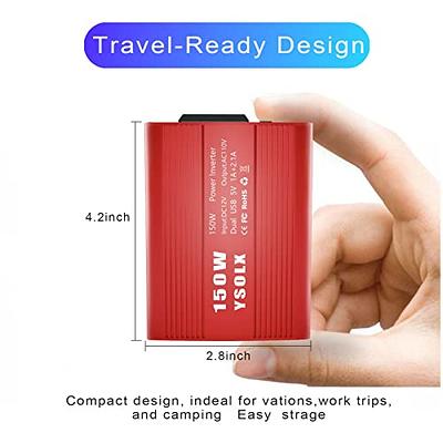 YSOLX 150W Car Power Inverter DC 12V to 110V AC Outlet Converter with 3.1A  Dual USB Car Charger Adapter Red - Yahoo Shopping