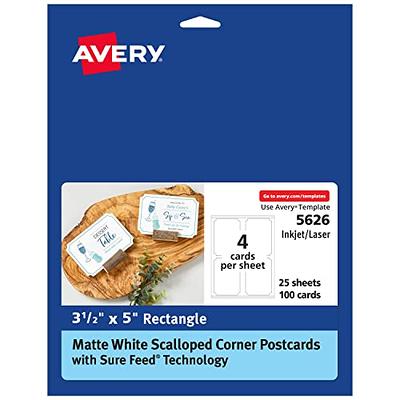 Avery Printable Rotary Cards With Sure Feed Technology 2 16 x 4 White Pack  Of 400 Blank Cards - Office Depot