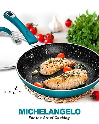 Michelangelo 10 Inch Aluminum Frying Pan with Lid, Nonstick Granite  Skillets, Induction Compatible