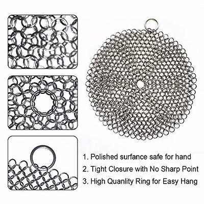 316 Premium Stainless Steel Cast Iron Cleaner, Chainmail Scrubber for Cast  Iron Pan Pre-Seasoned Pan Dutch Ovens Waffle Iron Pans Scraper Cast Iron