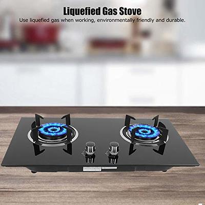 Double Burner Stove Outdoor Indoor Tempered Glass Gas Propane